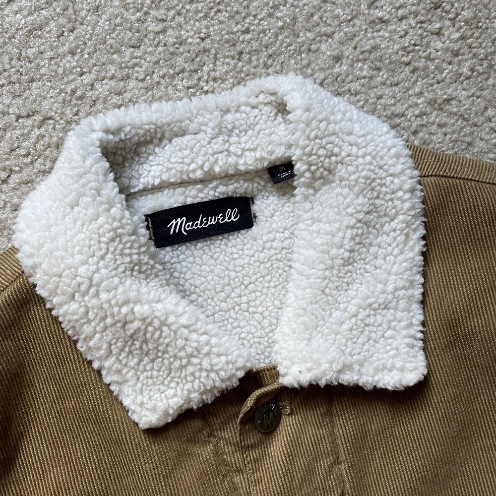 Madewell Sherpa Classic Corduroy Jean Jacket, Medium, Tan